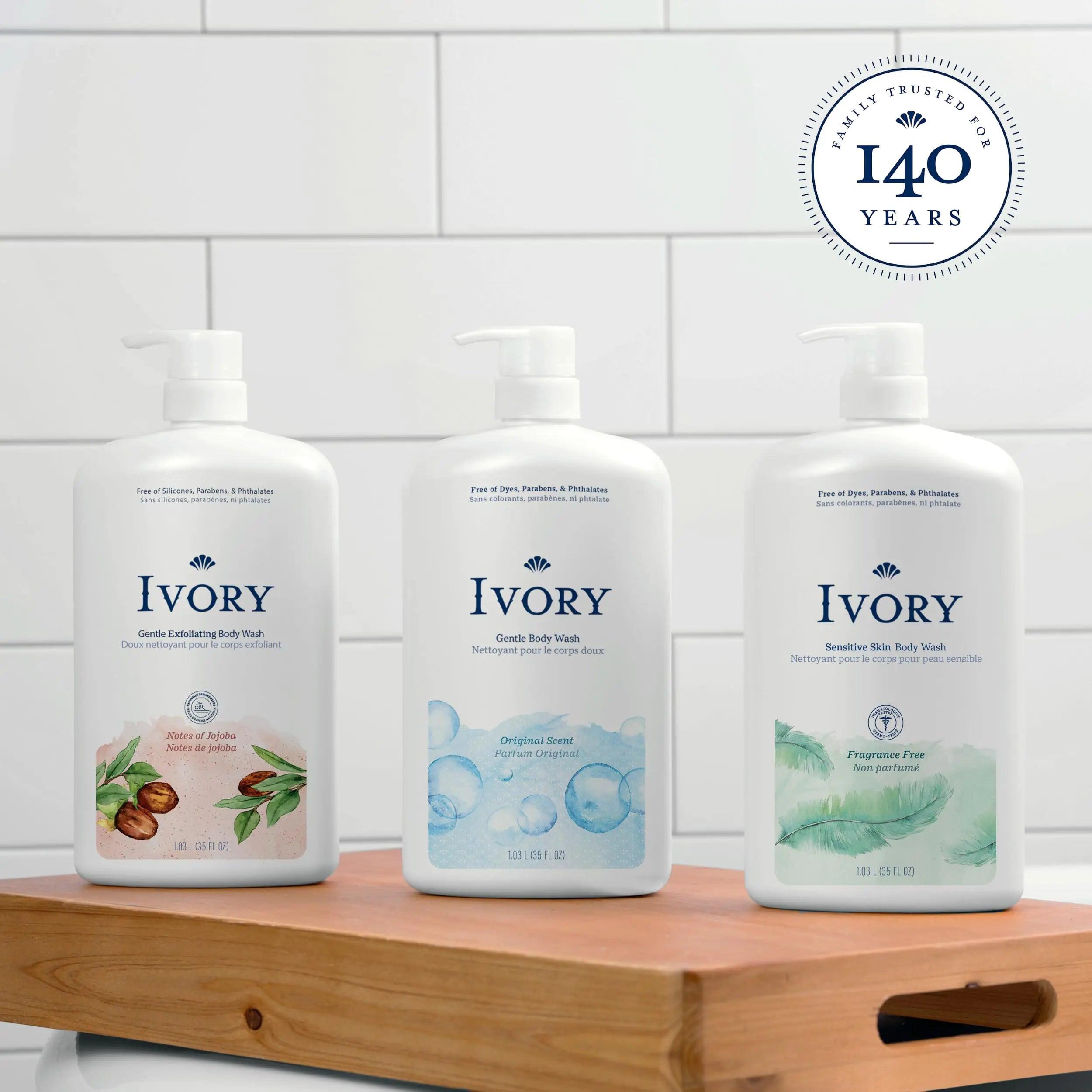 Ivory Gentle Body Wash, Designed for the Whole Family, Free of Dyes Heavy Perfumes Parabens Phthalates & Silicones, Original Scent, 35 oz 35 Fl Oz (Pack of 1) - Evallys.com # #