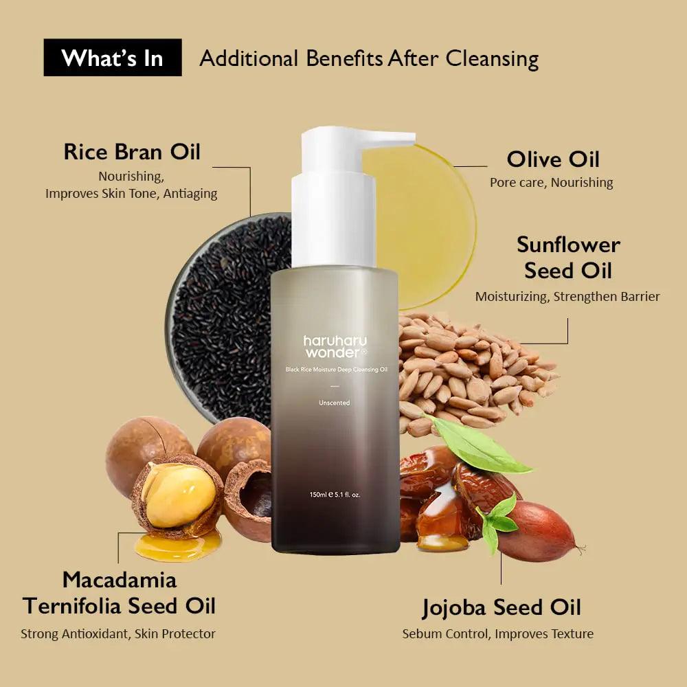 HARUHARU Wonder Black Rice Moisture Cleansing Oil 5.1 fl.oz / 150ml | Korean Facial Cleanser, Makeup Remover | Vegan, Cruelty Free | Jojoba Seed Oil, Macadamia Seed Oil 5.1 Fl Oz (Pack of 1) - Evallys.com # #