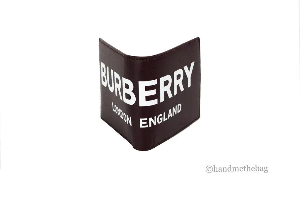 Burberry Ronan Oxblood Printed Smooth Leather Logo Bifold Wallet - Evallys.com # #