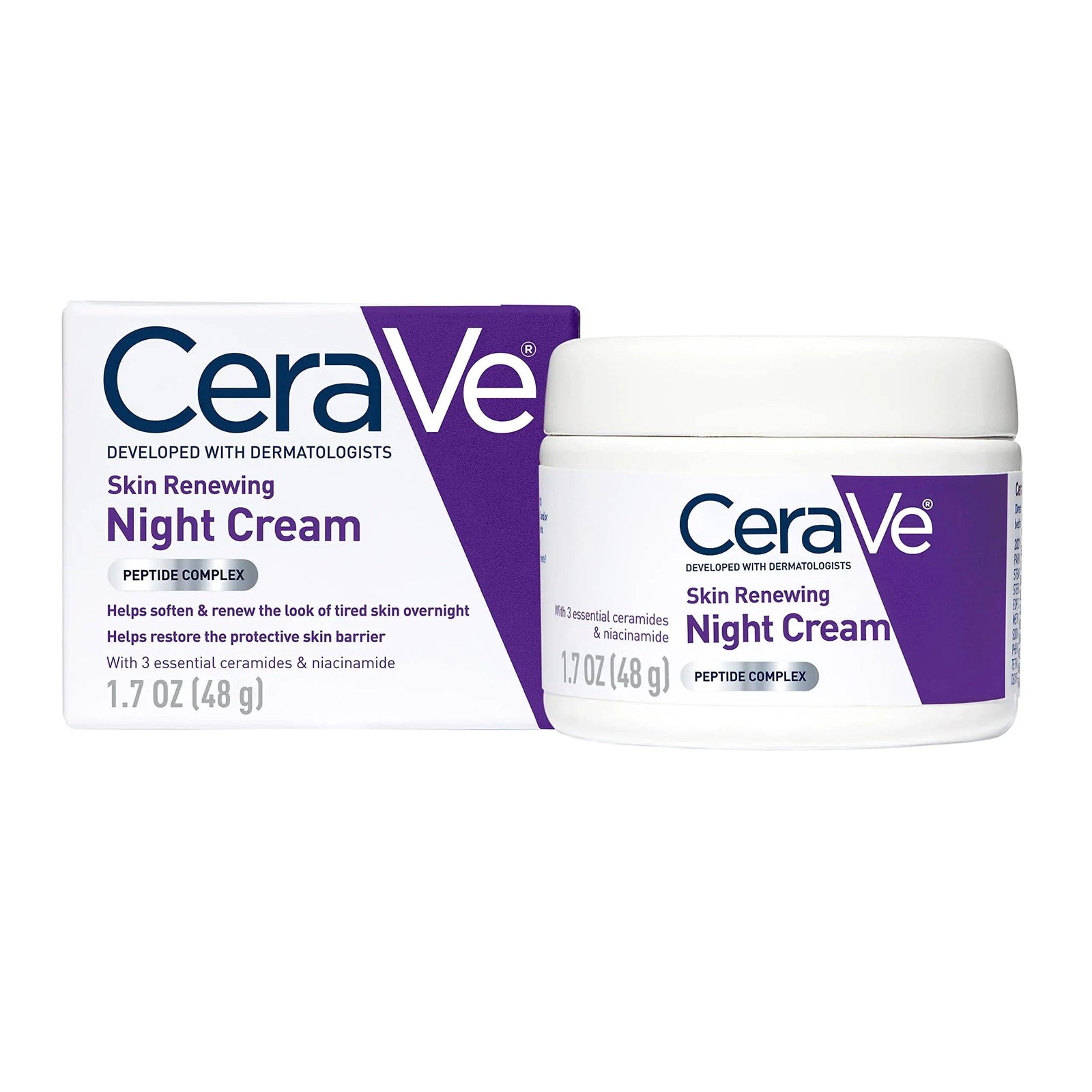 CeraVe Skin Renewing Night Cream | Niacinamide, Peptide Complex, and Hyaluronic Acid Moisturizer for Face | 1.7 Ounce, Packaging may Vary 1.7 Ounce (Pack of 1) - Evallys.com # #