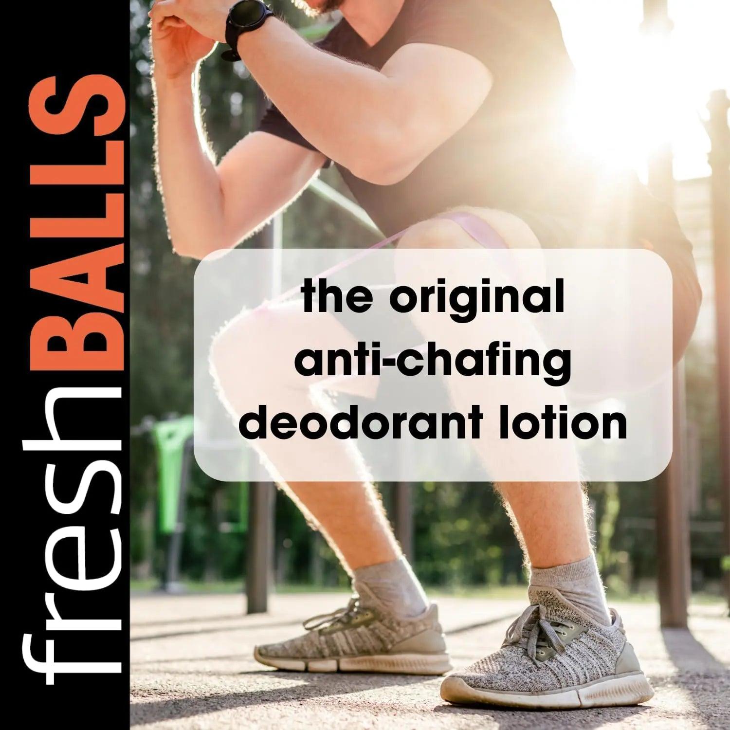 Fresh BALLS Lotion - Men's Anti-Chafing Soothing Cream to Powder - Ball Deodorant and Hygiene for Groin Area - The Original Anti Chafe Cream for Men, 3.4 fl oz 3.4 Fl Oz (Pack of 1) - Evallys.com # #