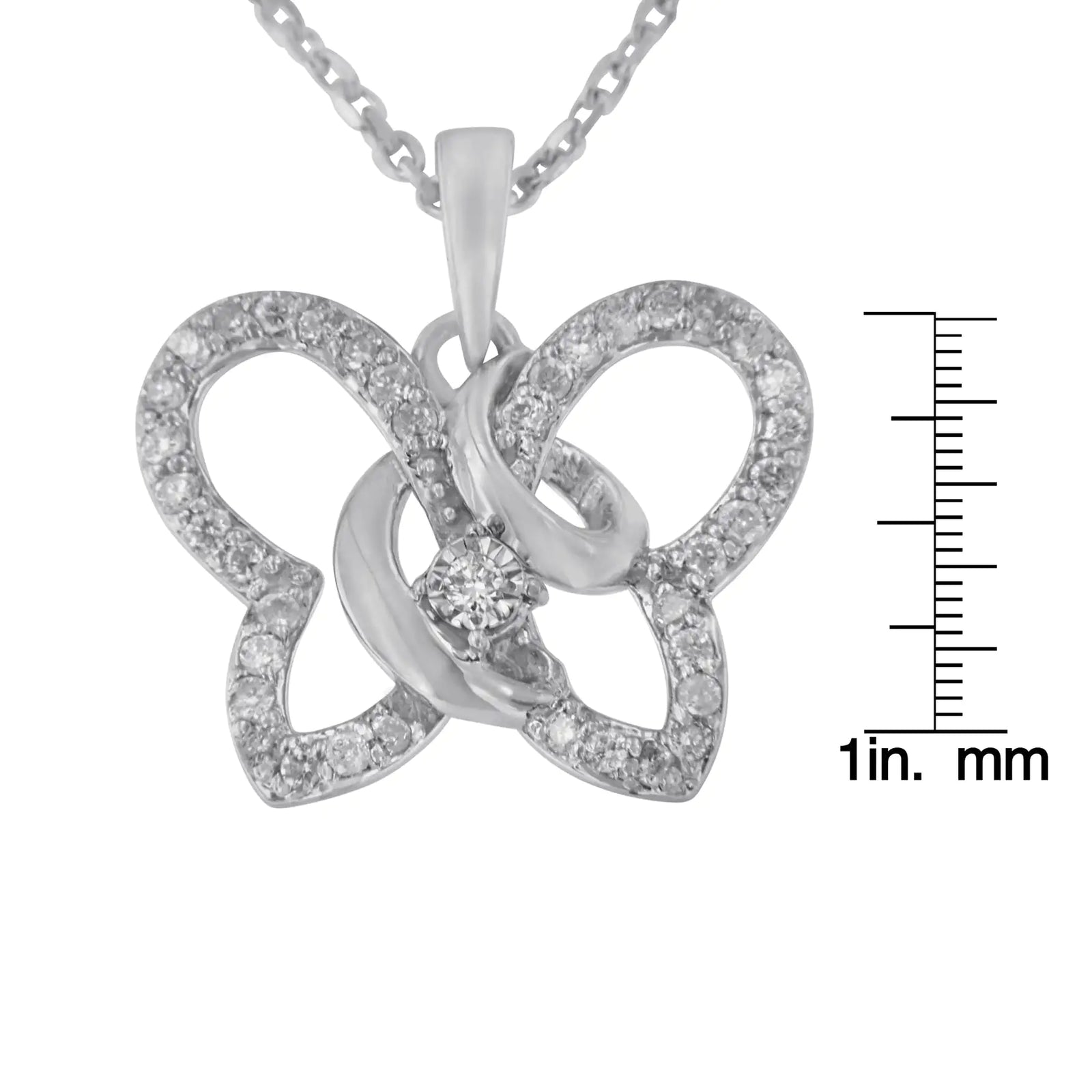 .925 Sterling Silver 1/4 cttw Prong-Set Diamond Butterfly 18