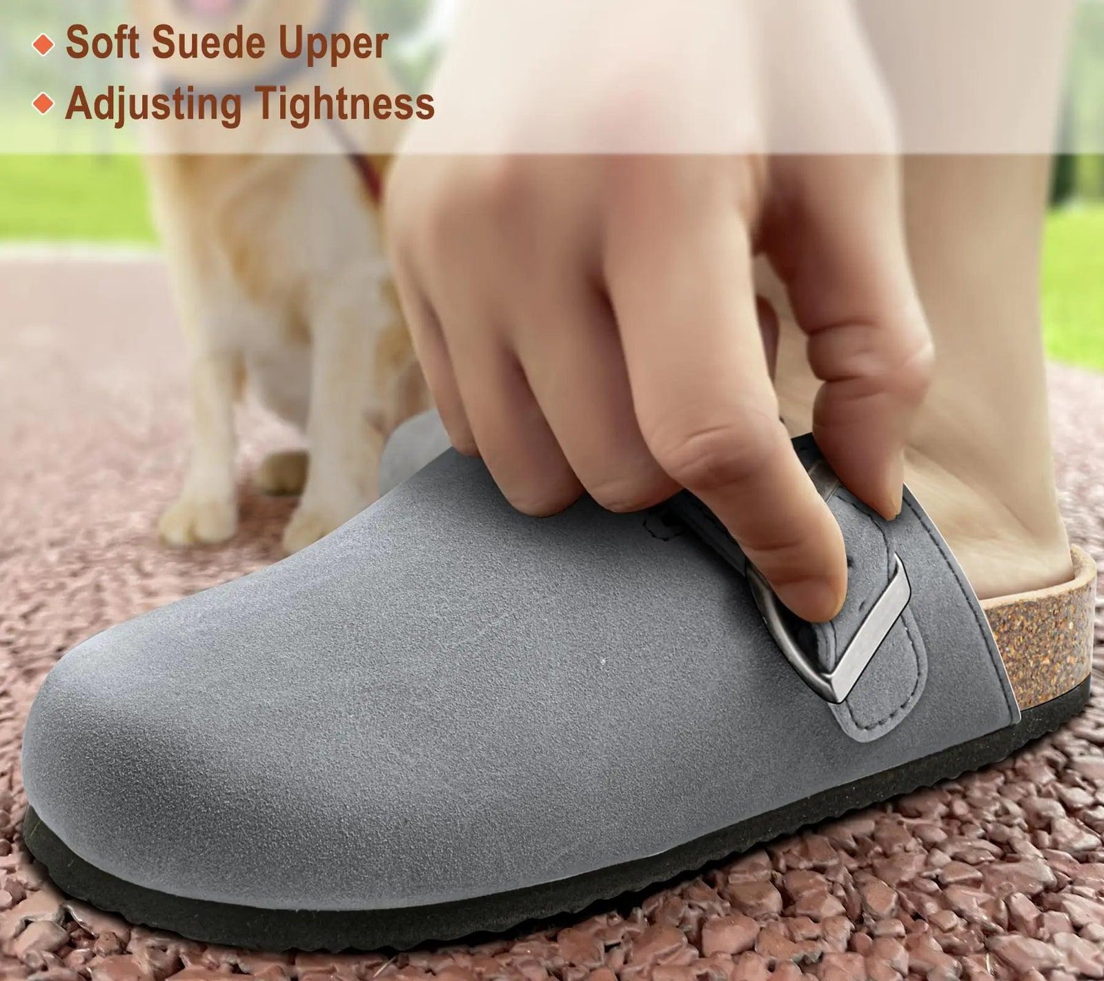 BULLIANT Comfort Clogs Slippers Sandals Nurse Work Shoes Unisex for Men Women with Cushioned Cork-Footbed 13 Women/11 Men Light Grey3402 - Evallys.com # #