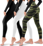 3 Pack Leggings for Women-No See-Through High Waisted Tummy Control Yoga Pants Workout Running Legging Assorted23 Large-X-Large - Evallys.com