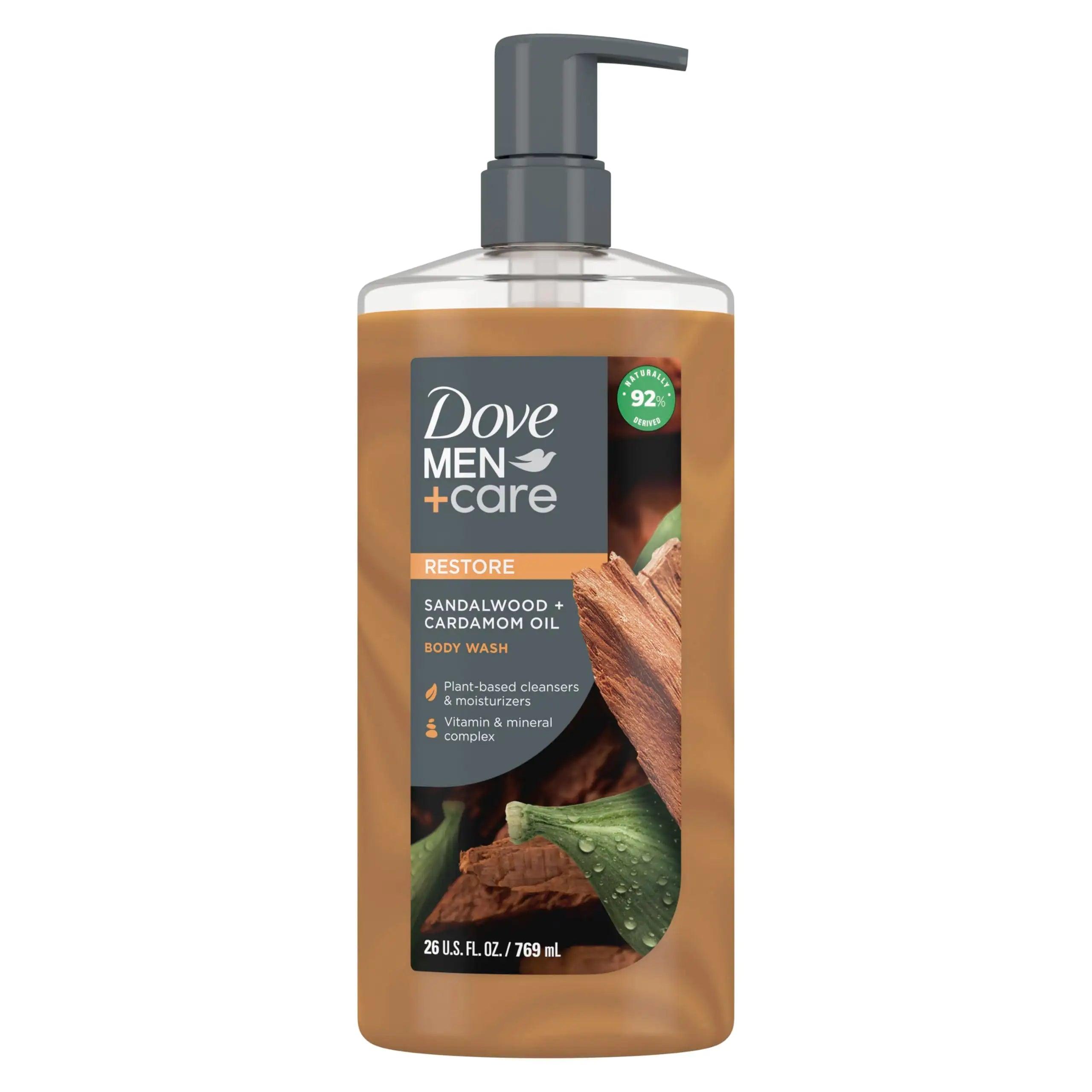 Dove Men+Care Body Wash Sandalwood + Cardamom Oil to Rebuild Skin in the Shower with Plant-Based Cleansers and Moisturizers 26 oz - Evallys.com # #