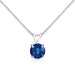 10K White Gold Round Brilliant Cut Lab Grown Blue Diamond 4-Prong Solitaire Pendant Necklace (Blue Color, VS2-SI1 Clarity) - 18" - Evallys.com # #