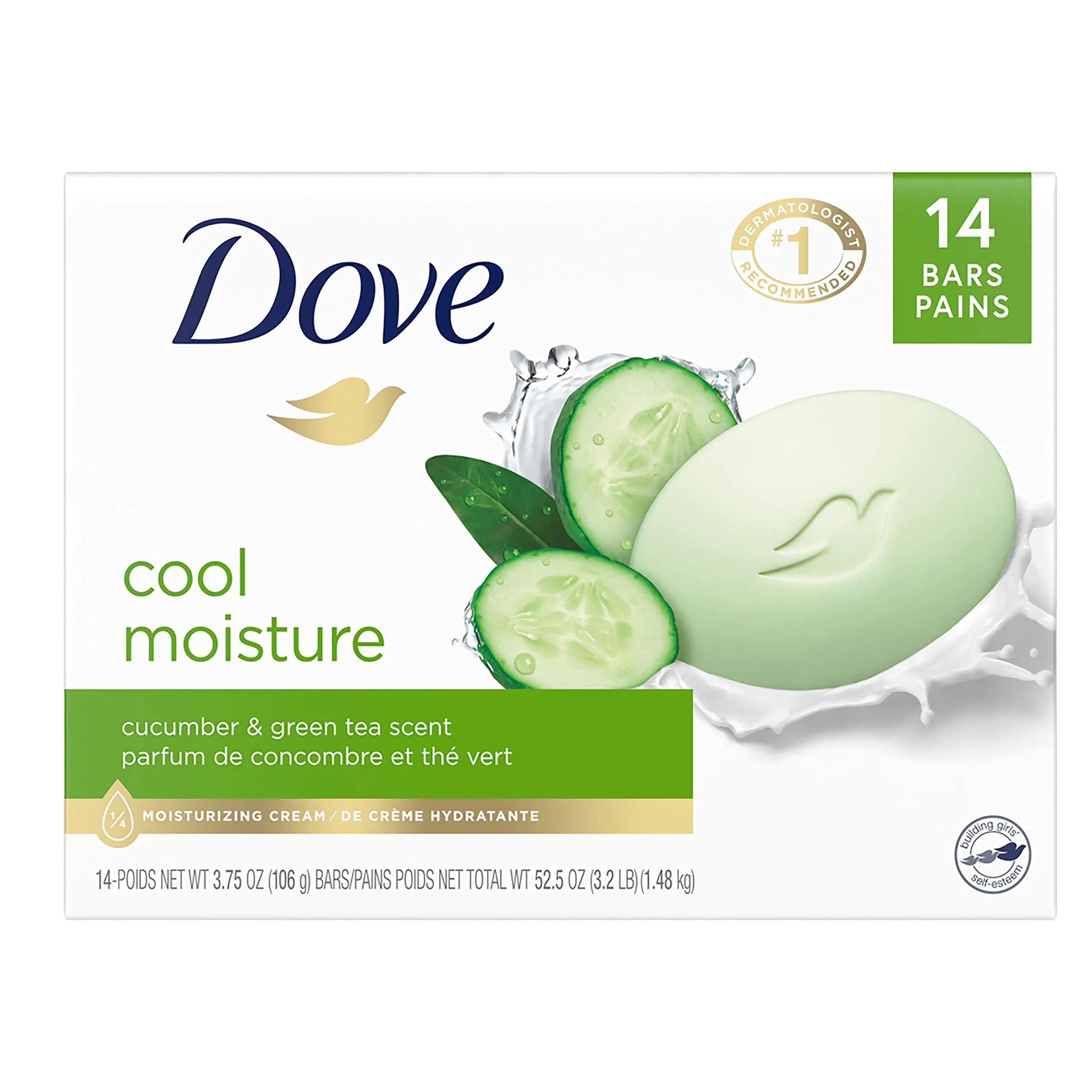 Dove Skin Care Beauty Bar For Softer Skin Cucumber and Green Tea More Moisturizing Than Bar Soap 3.75 oz, 14 Bars 3.75 Ounce (Pack of 14) - Evallys.com # #