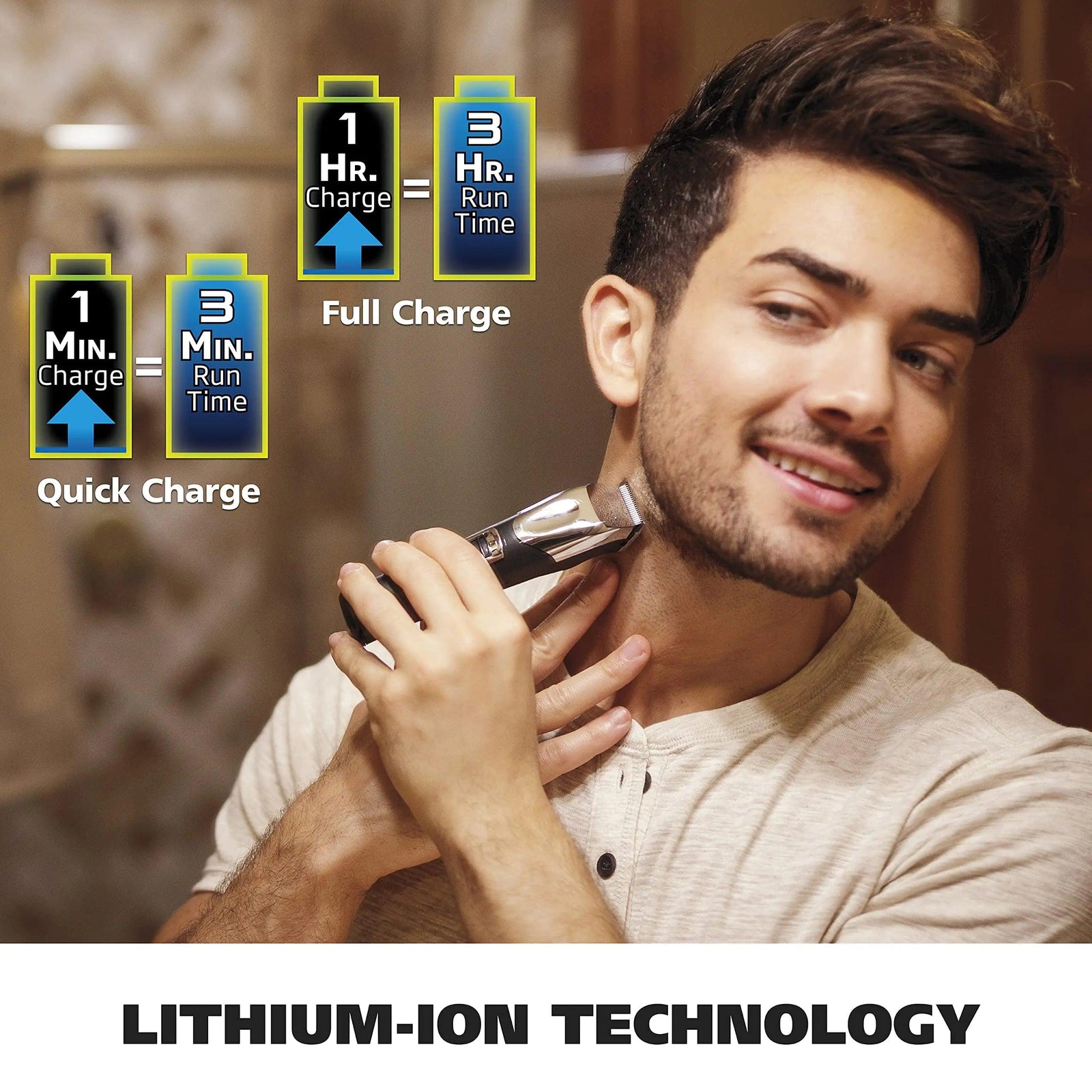 Wahl USA Rechargeable Lithium Ion All in One Beard Trimmer for Men with Detail and Ear & Nose Hair Trimmer Attachment – Model 9854-600B - Evallys.com # #