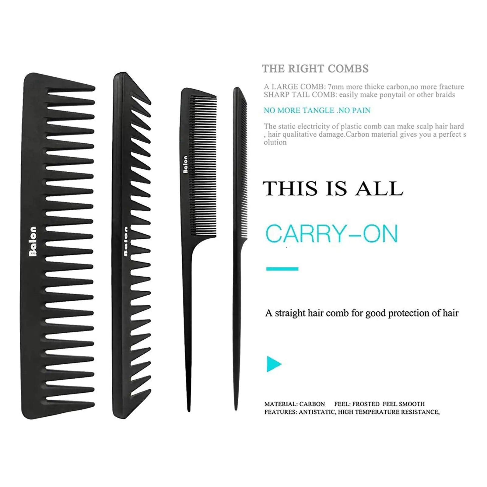 4Pcs Paddle Hair Brush, Detangling Brush and Hair Comb Set for Men and Women, Great On Wet or Dry Hair, No More Tangle Hairbrush for Long Thick Thin Curly Natural Hair Black - Evallys.com # #