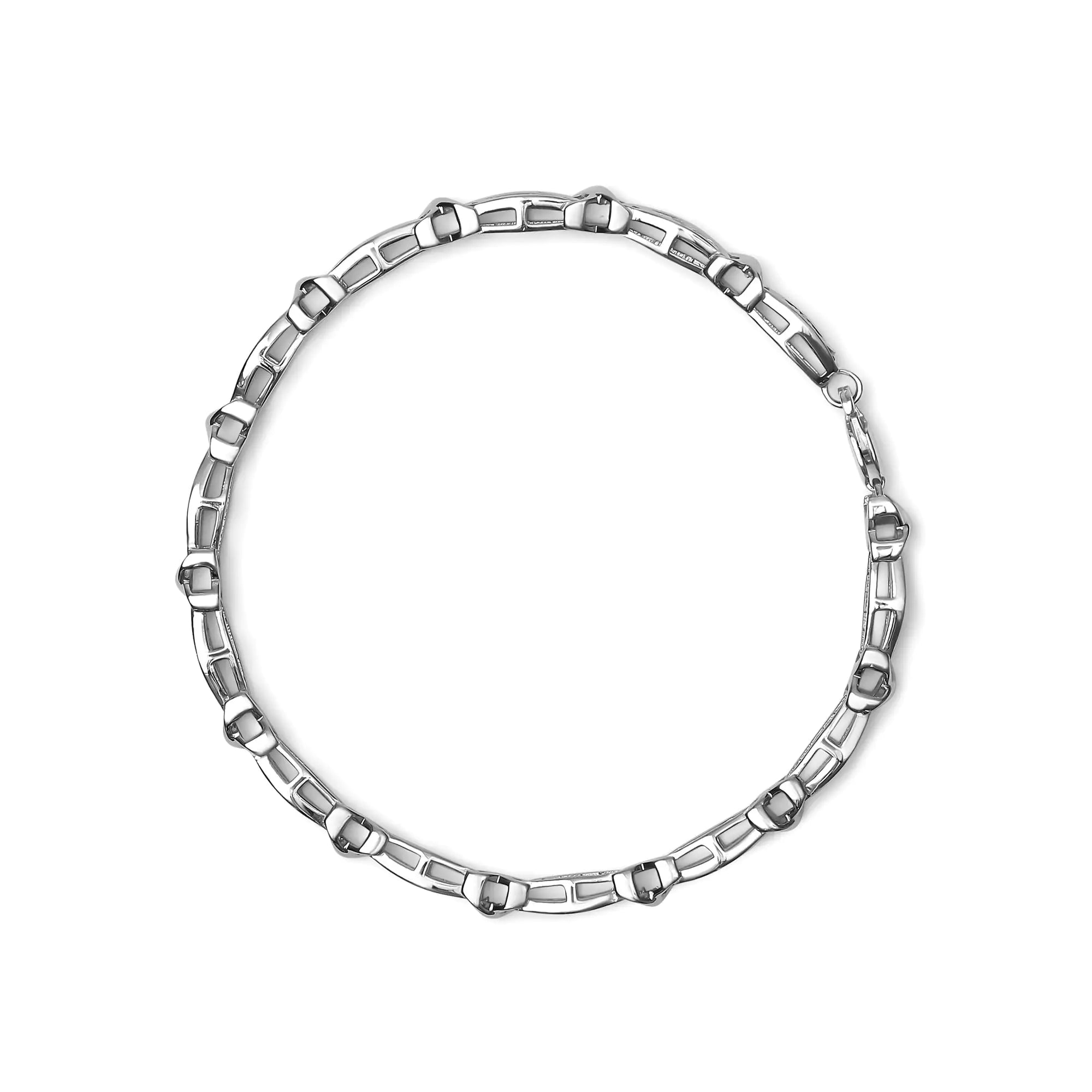 .925 Sterling Silver 1/4 Cttw Round Diamond Link Bracelet - Size 7.50" - (I-J Color, I2-I3 Clarity) - Evallys.com # #