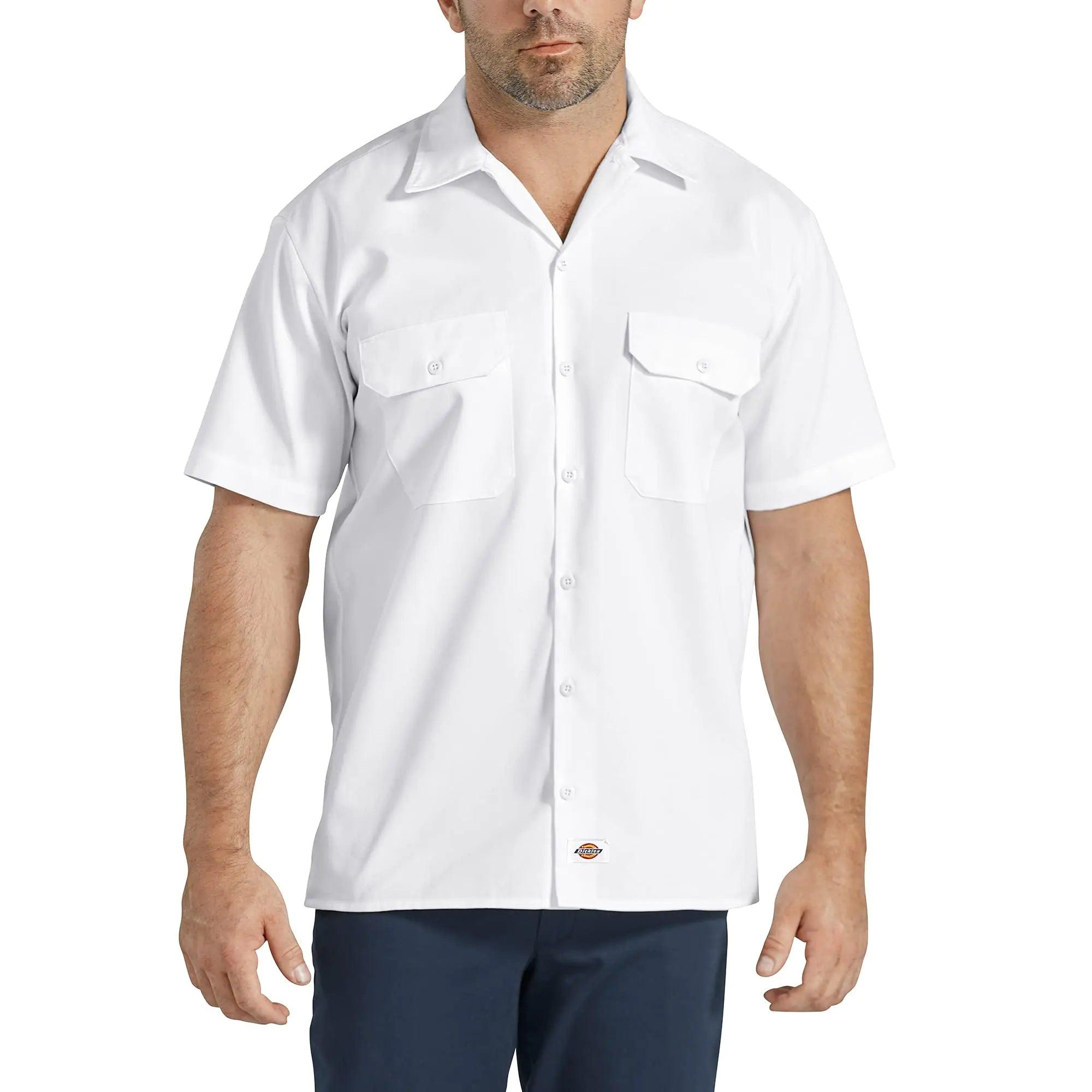 Dickies Men's Short-Sleeve Work Shirt Small White V1 - Evallys.com # #