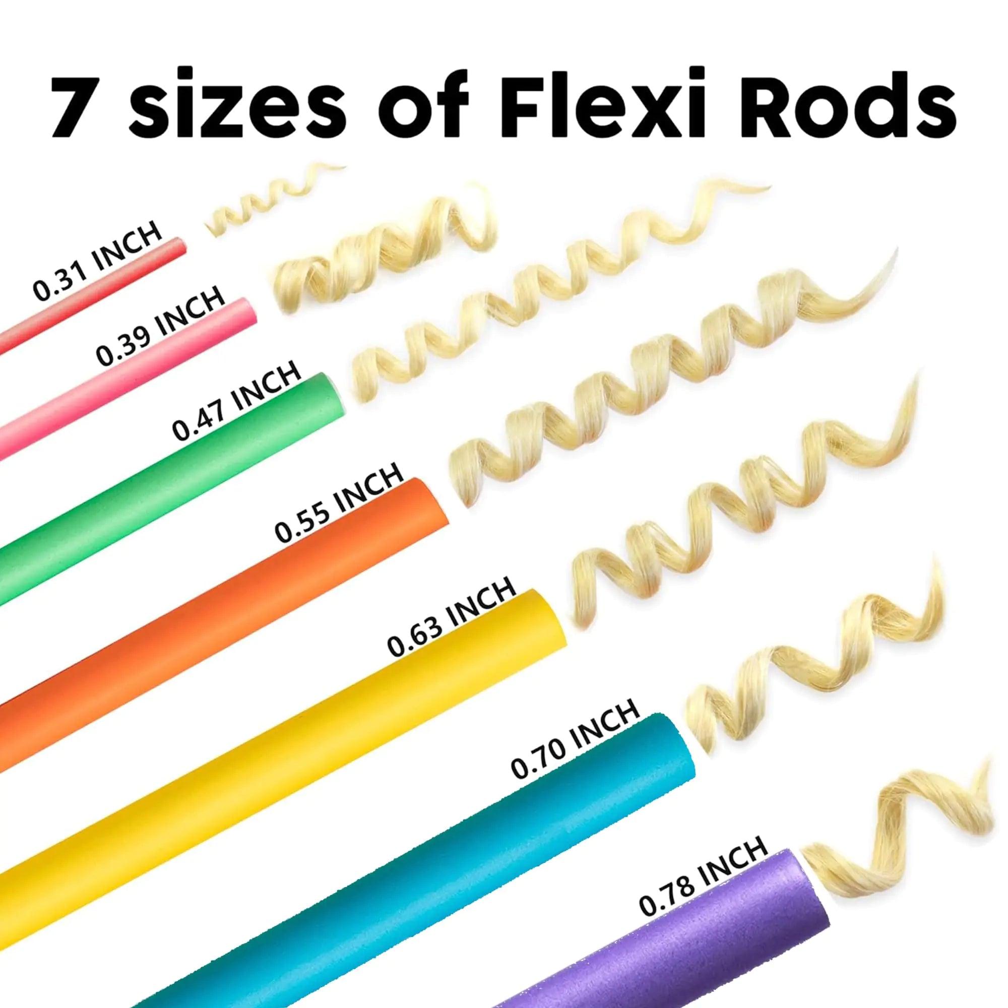 47 pcs 7'' Hair Curlers Rollers Flexi Rods Flexible Curling Rods Set No Heat Heatless Bendy Foam Hair Curls for Long,Medium,Short Hair to Sleep in Pink - Evallys.com # #