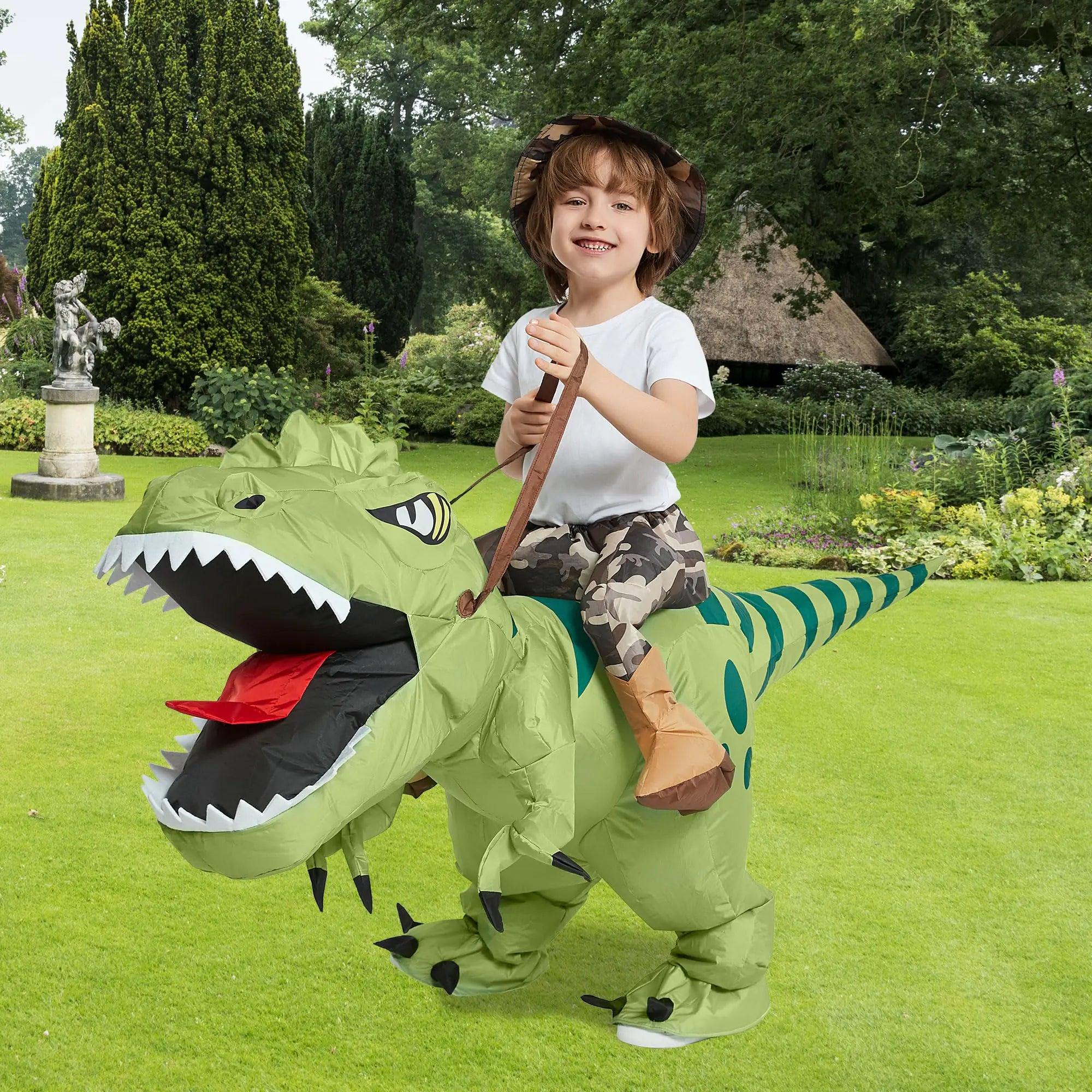 One Casa Inflatable Dinosaur Costume Riding T Rex Air Blow up Funny Fancy Dress Party Halloween Costume for Kids 2-3 Yrs - Evallys.com # #