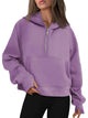 AUTOMET Womens Hoodies Half Zip Sweatshirts Fleece Jackets Tops Oversized Pullover Fall Outfits 2024 Winter Fashion Clothes Small Purple - Evallys.com