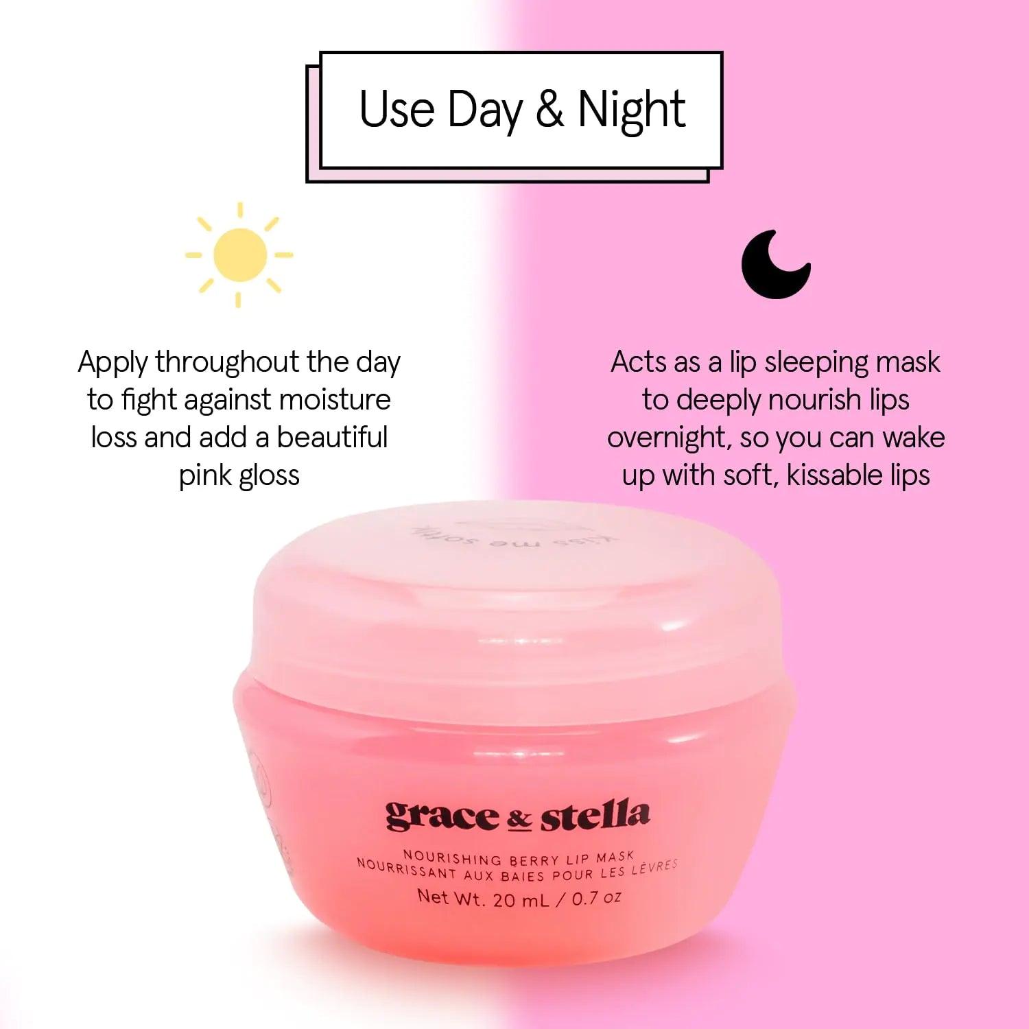 Grace & Stella Kiss Me Softly Nourishing Berry Lip Balm Hydrating - Lip Mask Overnight - Lip Moisturizer For Very Dry Lips - Overnight Lip Mask - Lip Sleeping Mask - Vegan (20ml, 3-Pack) Pack of 3 - Evallys.com # #