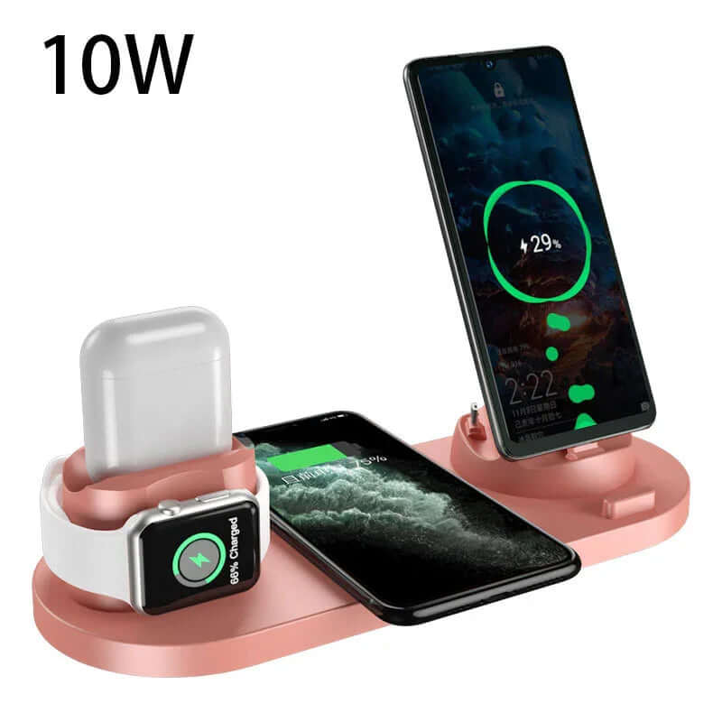Wireless charger dock station for iPhone and Apple Watch with fast charging convenience.