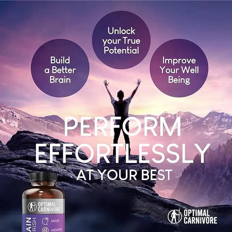 Lions Mane & Beef Brain, Nootropics Brain Support Supplement, Brain Supplements for Memory and Focus, 180 Capsules - Evallys.com # #