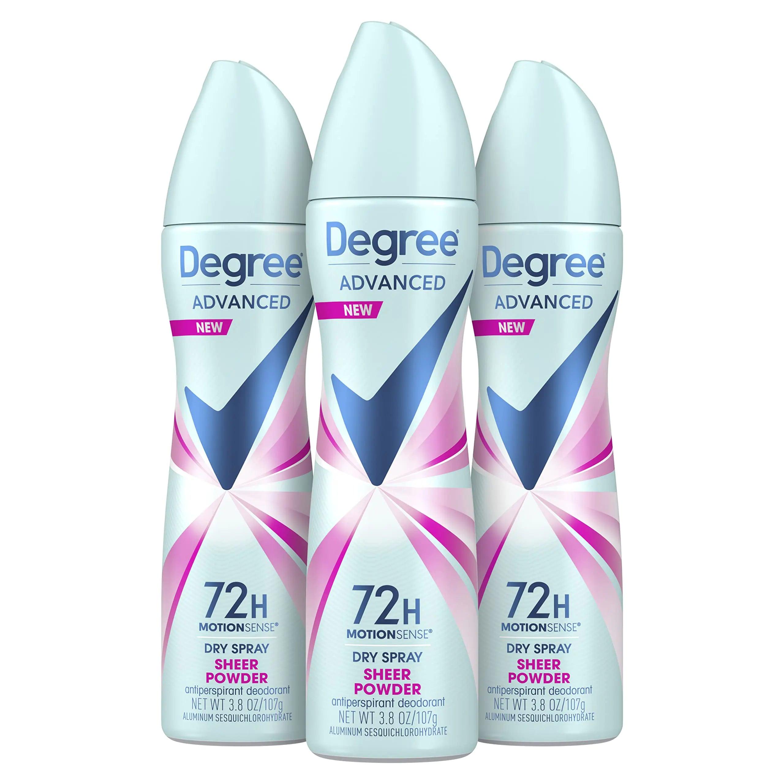 Degree Advanced Antiperspirant Deodorant Dry Spray 72-Hour Sweat and Odor Protection Sheer Powder Deodorant Spray For Women With MotionSense Technology 3.8 oz, Pack of 3 3.8 Ounce (Pack of 3) - Evallys.com # #