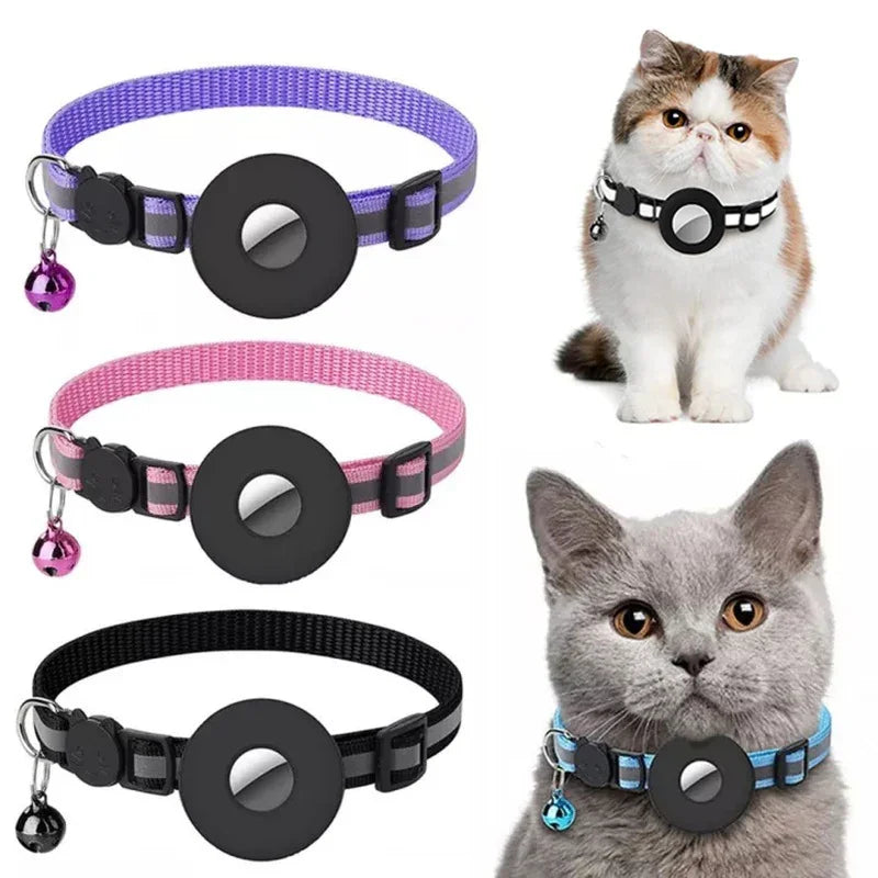 Reflective Collar Waterproof Holder Case For Airtag Air Tag Airtags Protective Cover Cat Dog Kitten Puppy Nylon Collar - Evallys.com