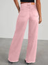 Sidefeel Women's Wide Leg Jeans High Waisted Strechy Raw Hem Denim Pants 18 Pink - Evallys.com # #