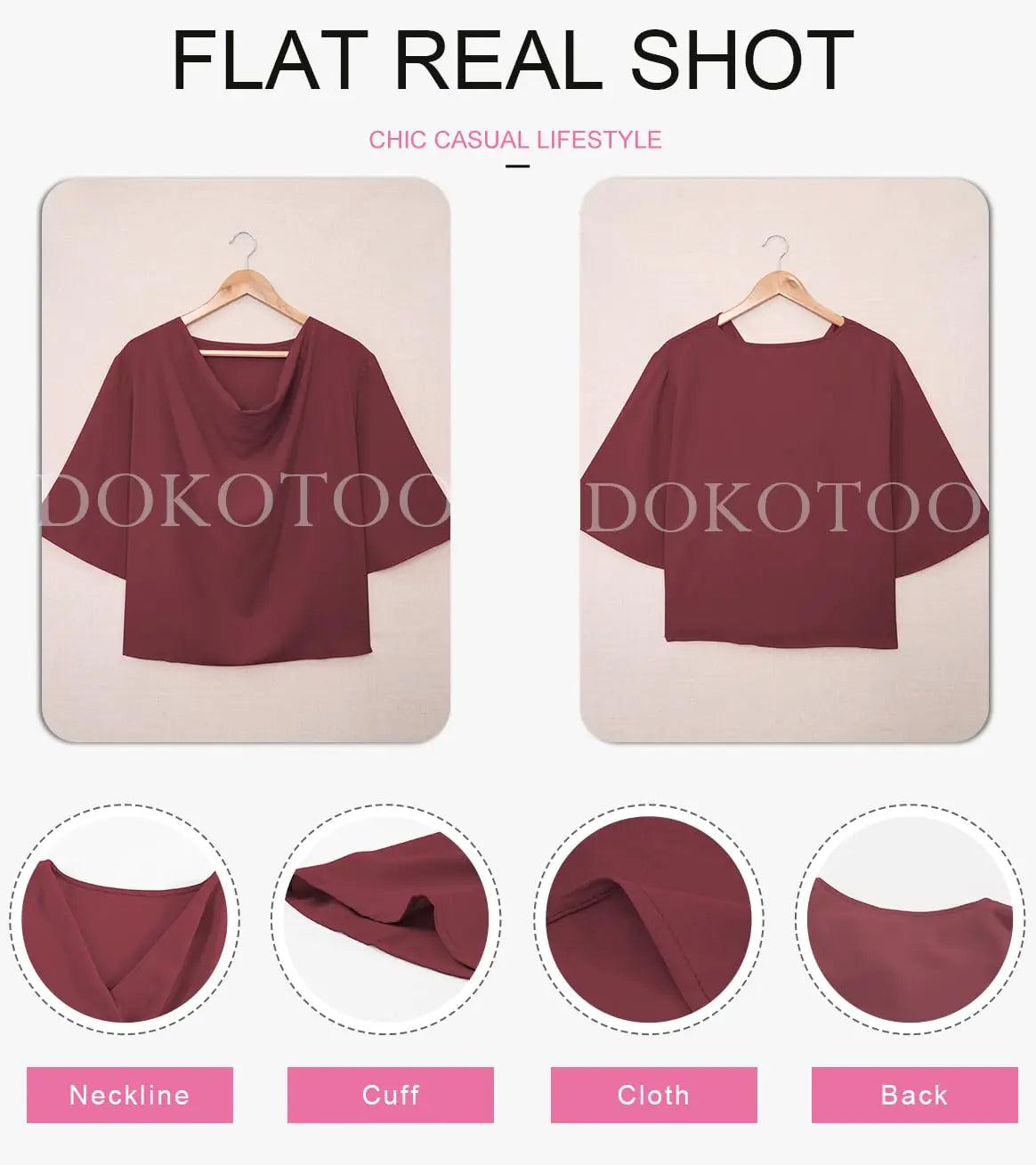 Dokotoo Womens Blouses and Tops Short Sleeve Chiffon Shirts and Tops Medium 9 a Red - Evallys.com # #