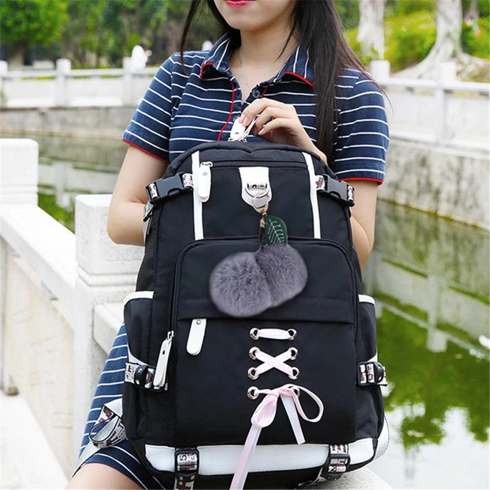 Women Teen Girls Fashion Backpack with USB Port College School Bags Girls Cute Bookbags Student Laptop Bag Pack, Back to School Backpacks - Evallys.com # #