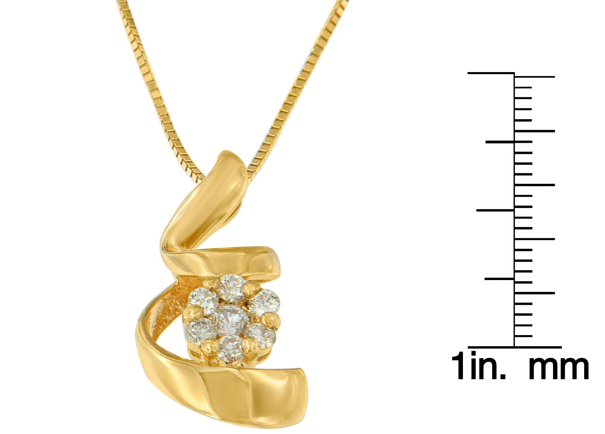 Espira 10K Yellow Gold 1/4 cttw Diamond Spiral Pendant Necklace (I-J, I2-I3) - Evallys.com # #