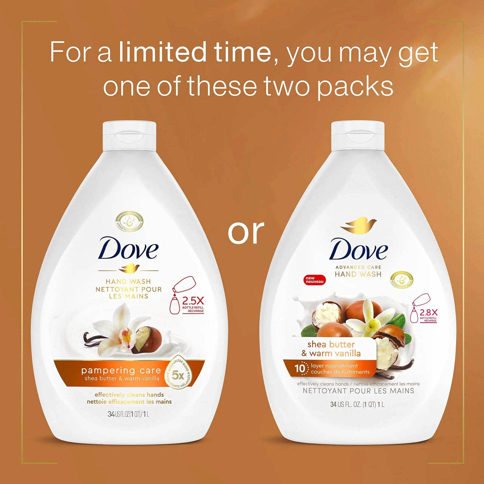 Dove Advanced Care Hand Wash Shea Butter & Warm Vanilla Pack of 3 For Soft, Smooth Skin, More Moisturizers Than The Leading Ordinary Hand Soap, 34 oz 1 Count (Pack of 3) sheabutter & warme vanille - Evallys.com # #