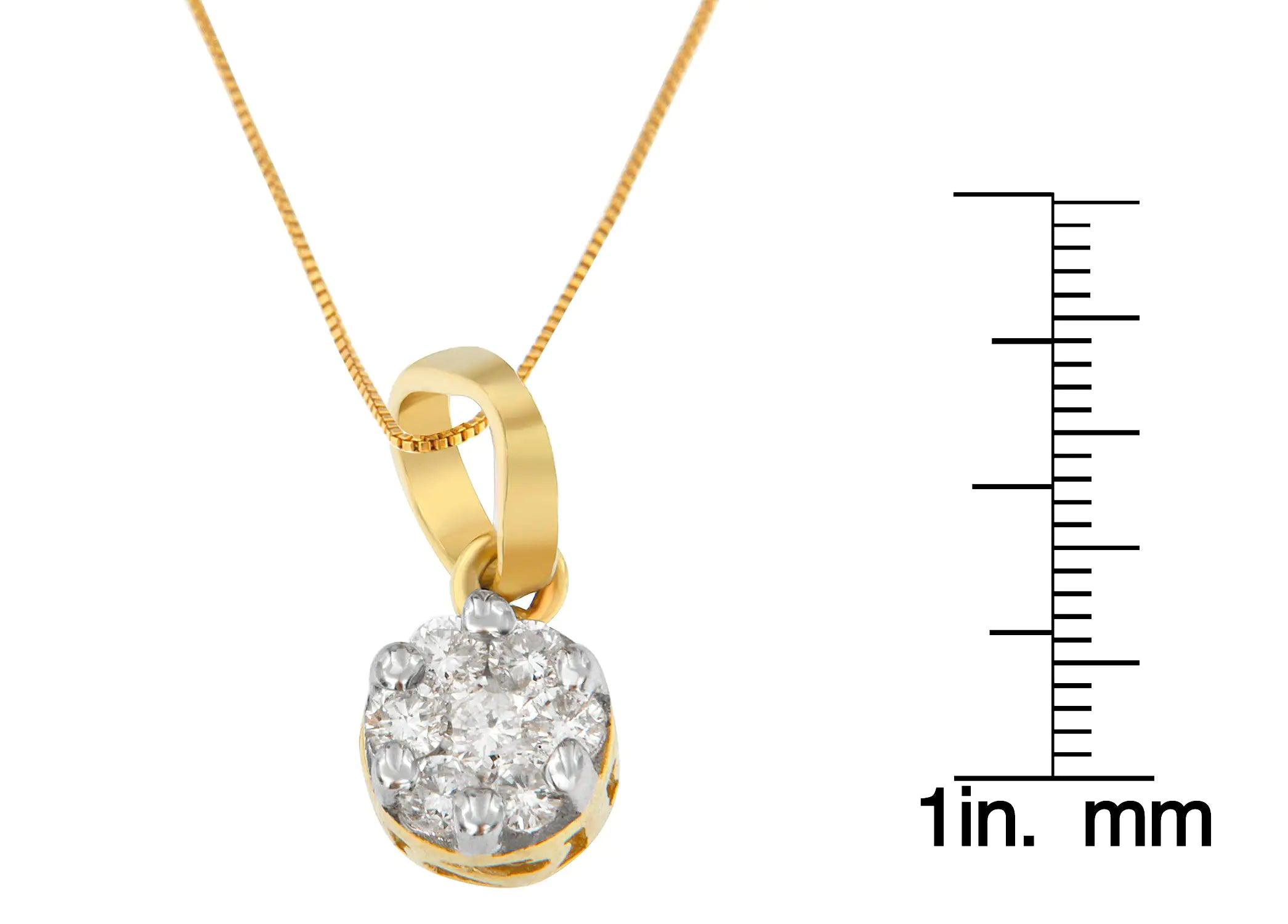 14K Yellow Gold Round Cut Diamond Circle Pendant Necklace (1/3 cttw, H-I Color, I1-I2 Clarity) - Evallys.com # #