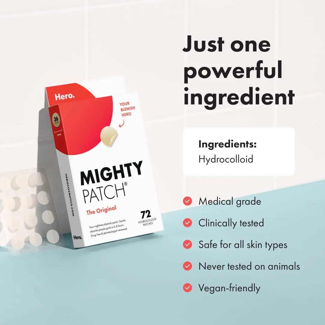 Hero Cosmetics Mighty Patch™ Original Patch - Hydrocolloid Acne Pimple Patch for Covering Zits and Blemishes, Spot Stickers for Face and Skin (72 Count) - Evallys.com # #