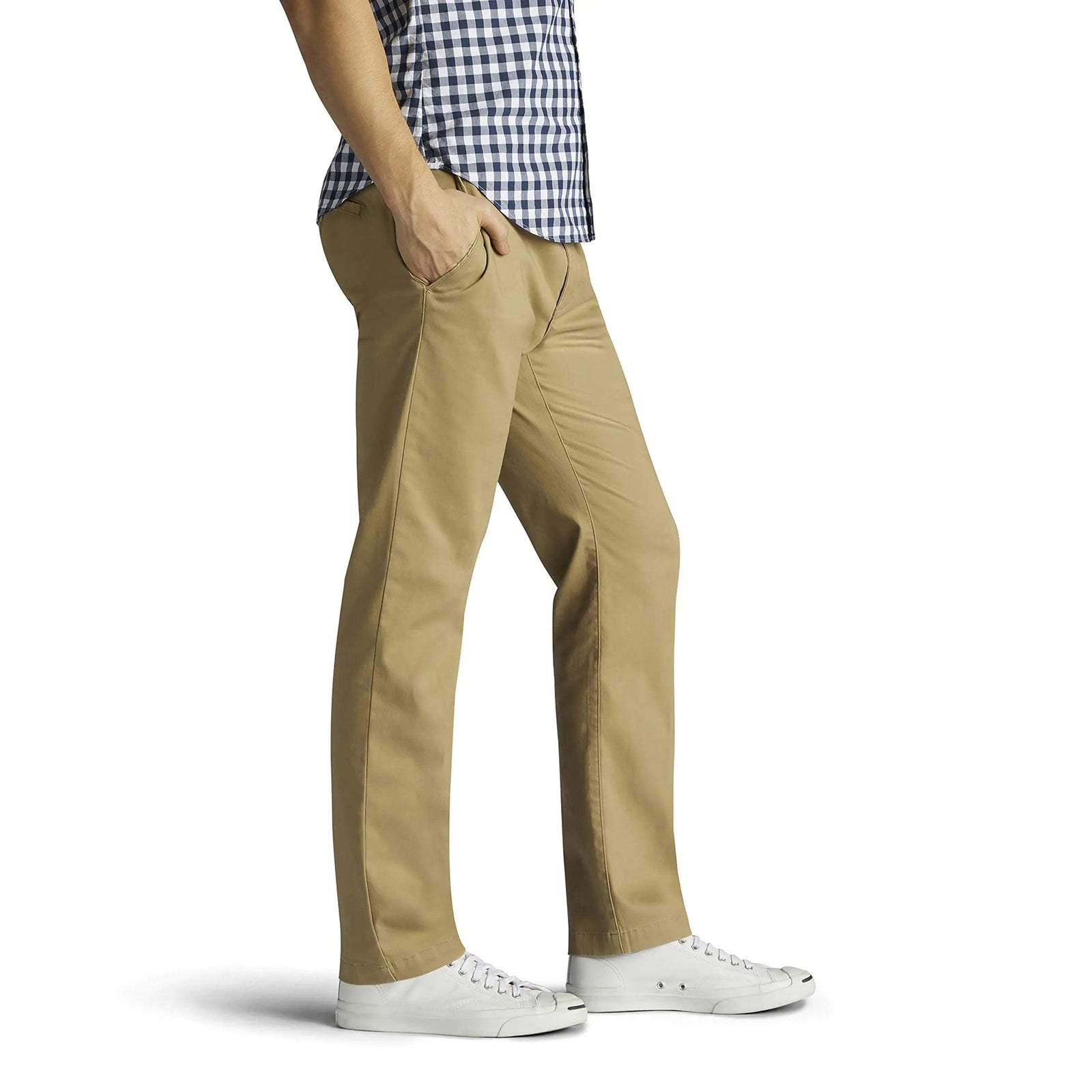 Lee Men's Extreme Motion Flat Front Slim Straight Pant 42W x 34L Taupe - Evallys.com # #