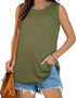 Womens Tank Tops Summer T Shirts Sleeveless Casual Loose Tunic Blouses Small Pure Red - Evallys.com