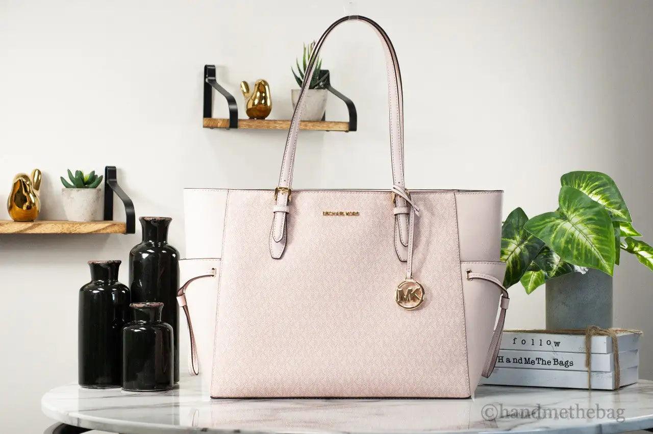 Michael Kors Gilly Large Dark Powder Blush PVC Travel Drawstring Tote Handbag - Evallys.com # #