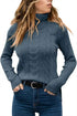 Langwyqu Womens' Turtleneck Long Sleeve Cable Knit Sweaters Small Navy - Evallys.com # #