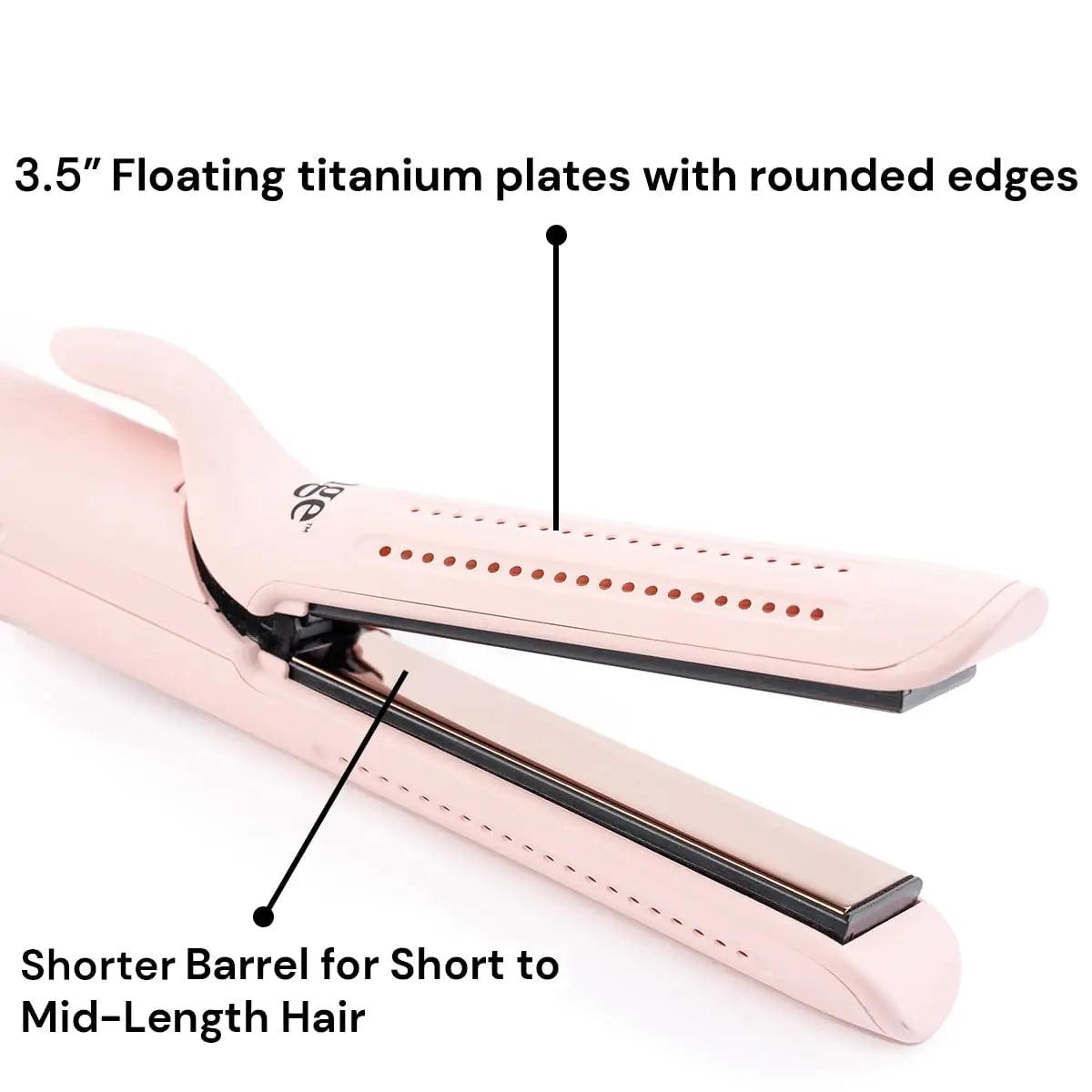 L'ANGE HAIR Le Duo Standard 360° Airflow Styler | 2-in-1 Curling Wand & Titanium Flat Iron Hair Straightener | Professional Hair Curler with Cooling Air Vents | Dual Voltage & Adjustable Temp (Blush) Blush Standard - Evallys.com # #