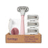 Flamingo 5-Blade Razors for Women - 1 Razor Handle + 4 5-Blade Refills + 1 Shower Holder - Rose - Evallys.com # #