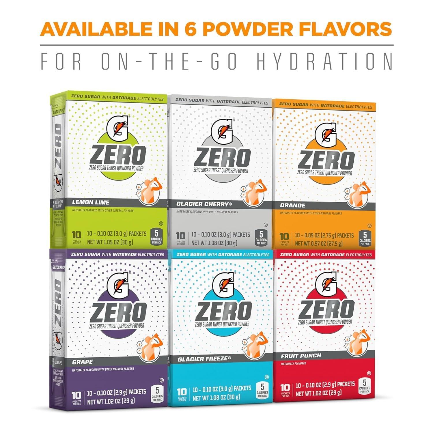 Gatorade G Zero Powder, Orange, 0.10Oz Packets,(120 Counts) , Pack of 12 - Evallys.com # #