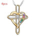 Cross Love Colorful Imitatio Gemstone Pendant Alloy Clavicle Chain - Evallys.com # #