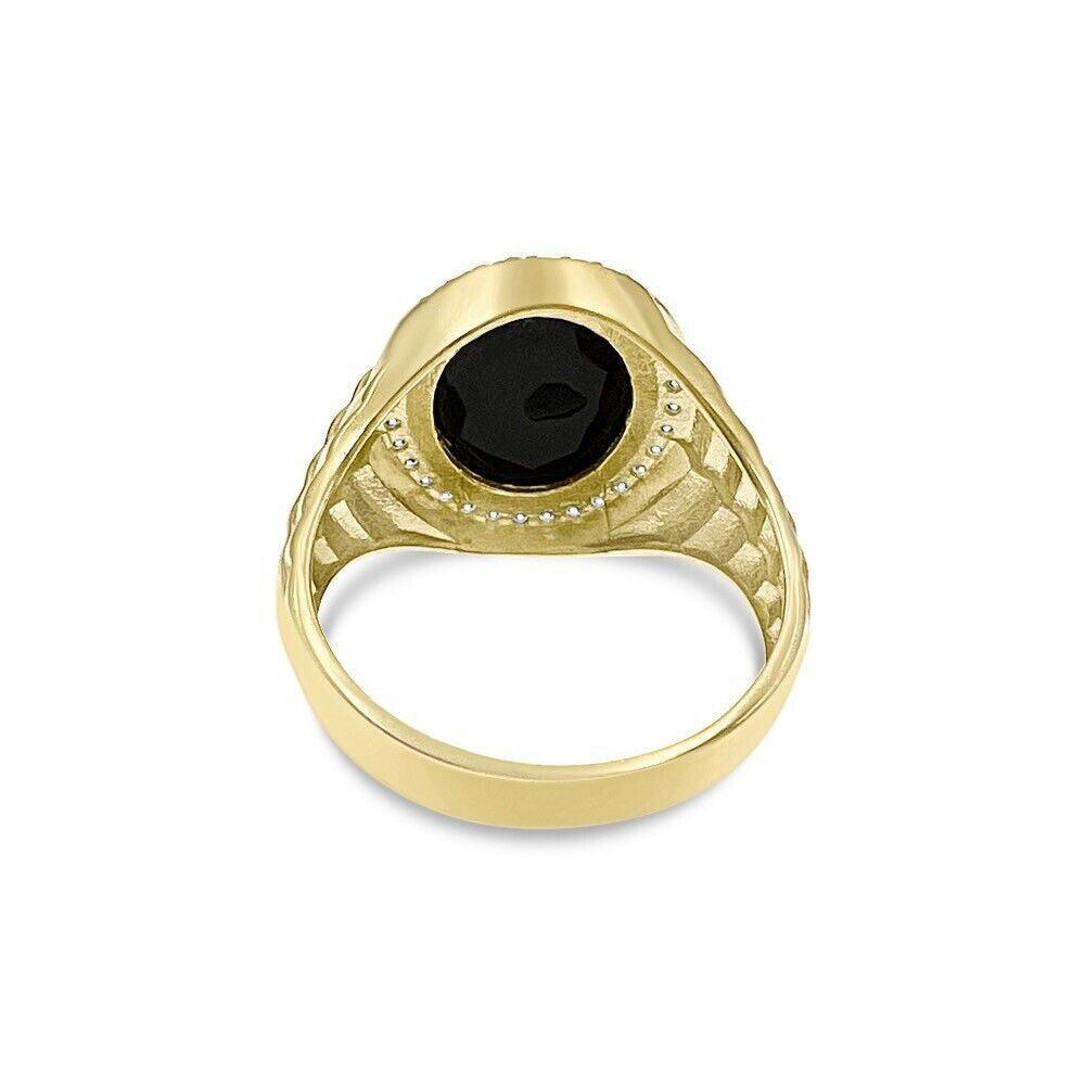 Real 10K Gold Black Oval Ring Mens Band Size 10 - Evallys.com # #