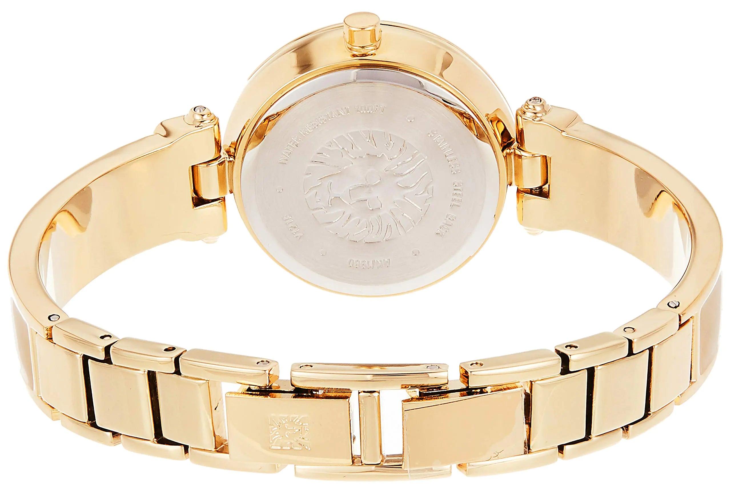 Anne Klein Women's Genuine Diamond Dial Bangle Watch Tan/Gold - Evallys.com # #