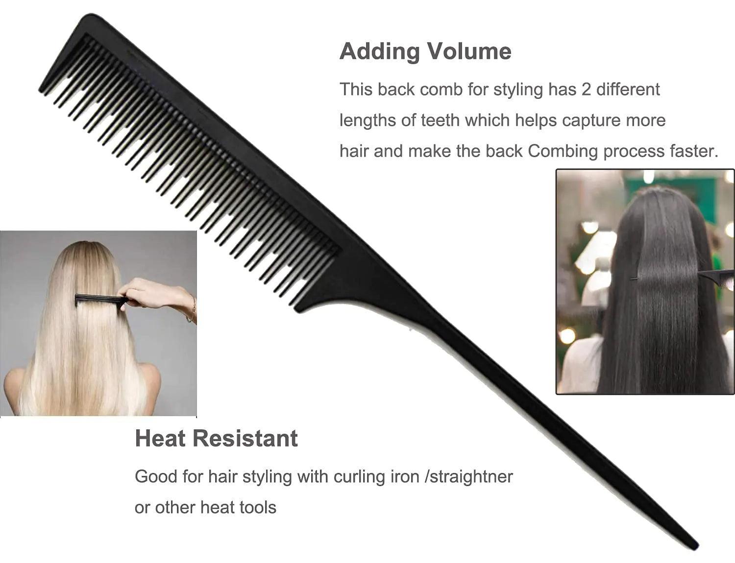 3 Pack Professional Cutting Comb Set, Teasing Comb, Fine and Wide-Tooth Combs for All Hair Types Black6 - Evallys.com # #