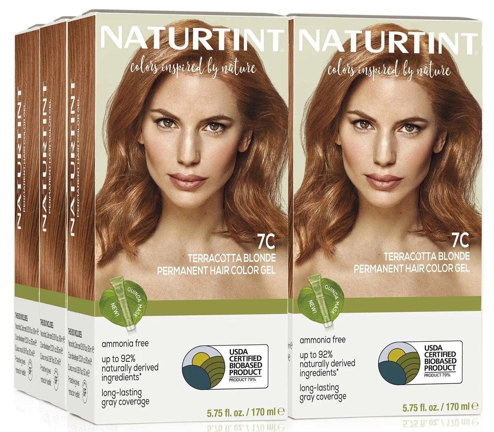 Naturtint Permanent Hair Color 7C Terracotta Blonde (Pack of 6), Ammonia Free, Vegan, Cruelty Free, up to 100% Gray Coverage, Long Lasting Results - Evallys.com # #