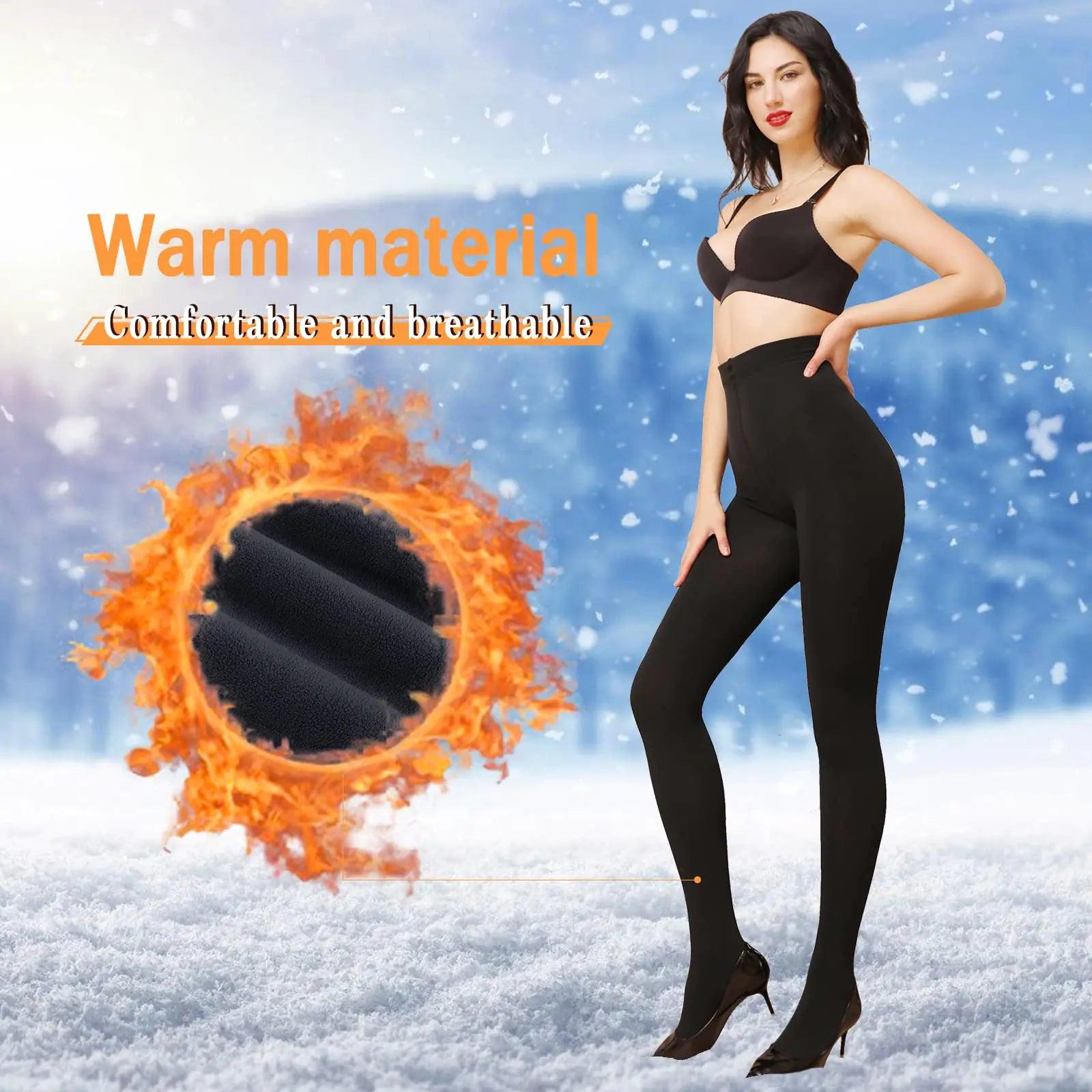 WAKUNA 2 Pairs Women's 100D Fleece Lined Tights Thermal Opaque Winter Pantyhose Slim fit Small Black - Evallys.com # #