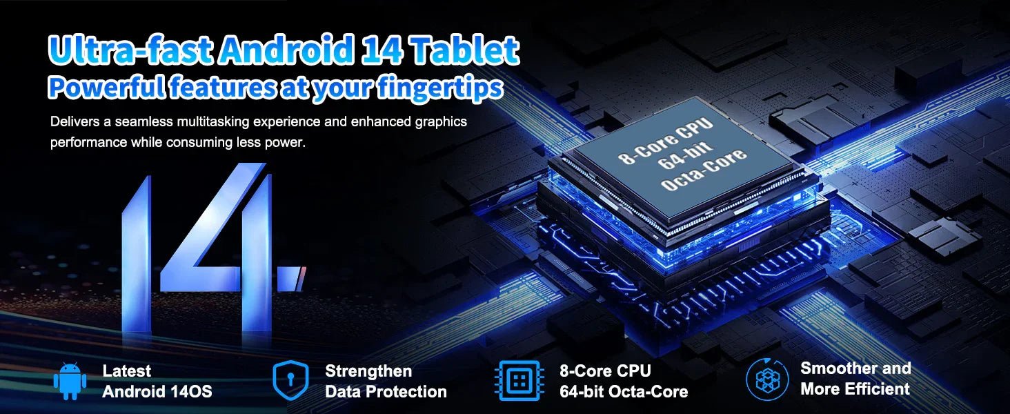 Android 14 10 inch Tablet, A523 Octa Core, 8GB RAM + 64GB ROM(TF 1TB), 5000mAh, Face Unlocked,Black+Keyboard & Mouse Set, Black - Evallys.com