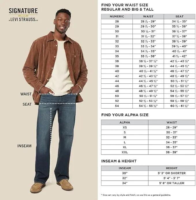 Signature by Levi Strauss & Co. Gold Men's Relaxed Fit Flex Jeans Standard 30W x 30L Mystic Maze - Stretch Waistband - Evallys.com # #