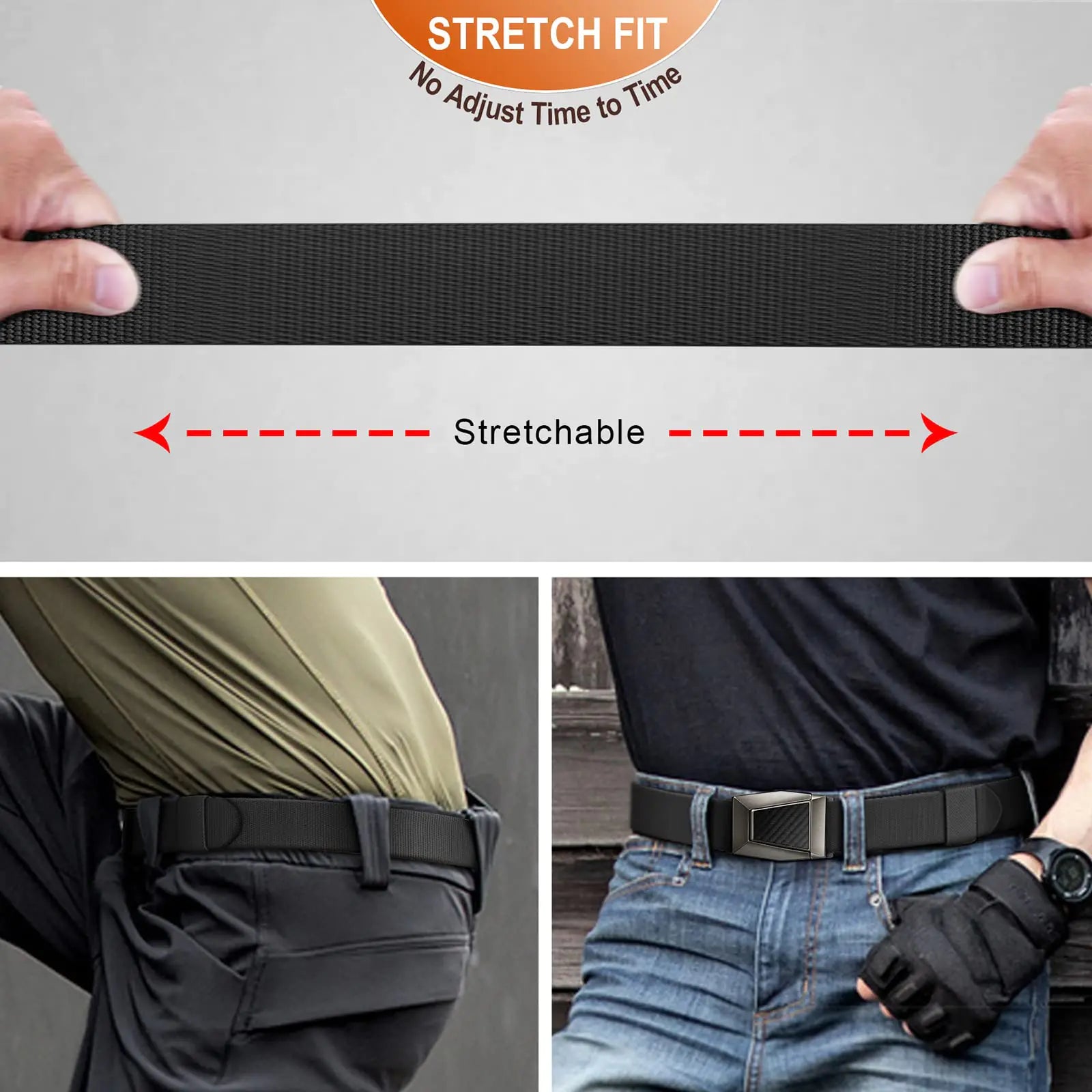 BULLIANT Tactical Belt for Men, Men Stretch Nylon Web Gift Belt 1.5