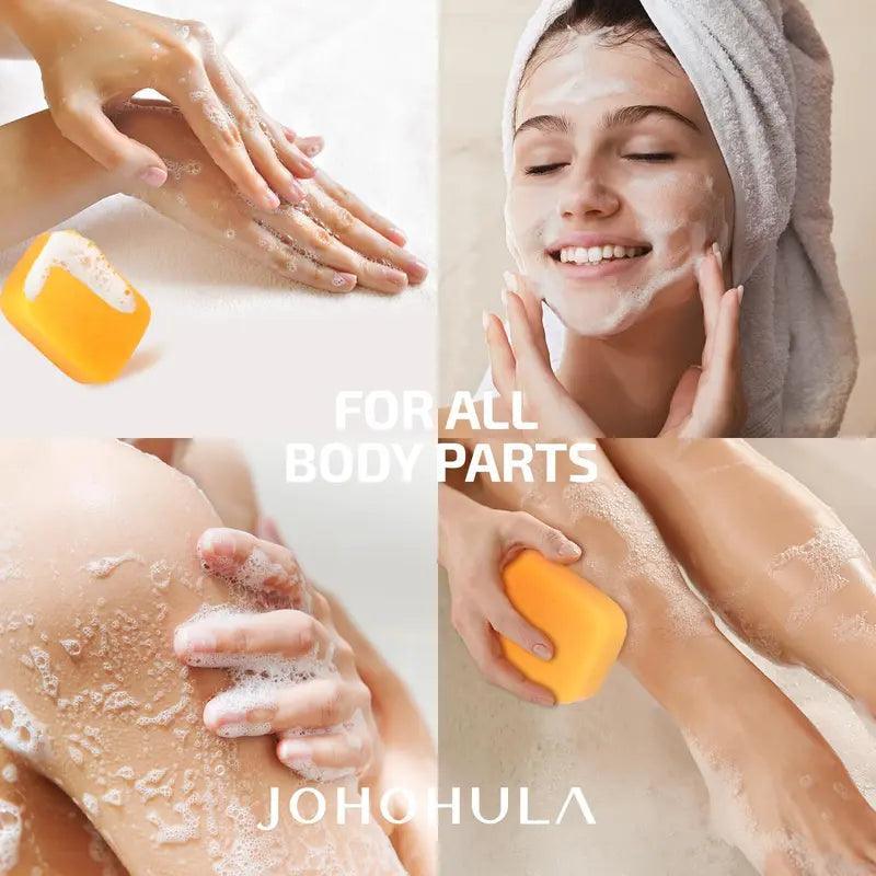 Johohula Turmeric Kojic Acid Soap, Dark Spot Corrector Soap Bars with Vitamin C, Retinol, Collagen, Turmeric - Smooth for Face and Body, Firm and Smooth Skin - 3 X 100G Bars - Evallys.com # #