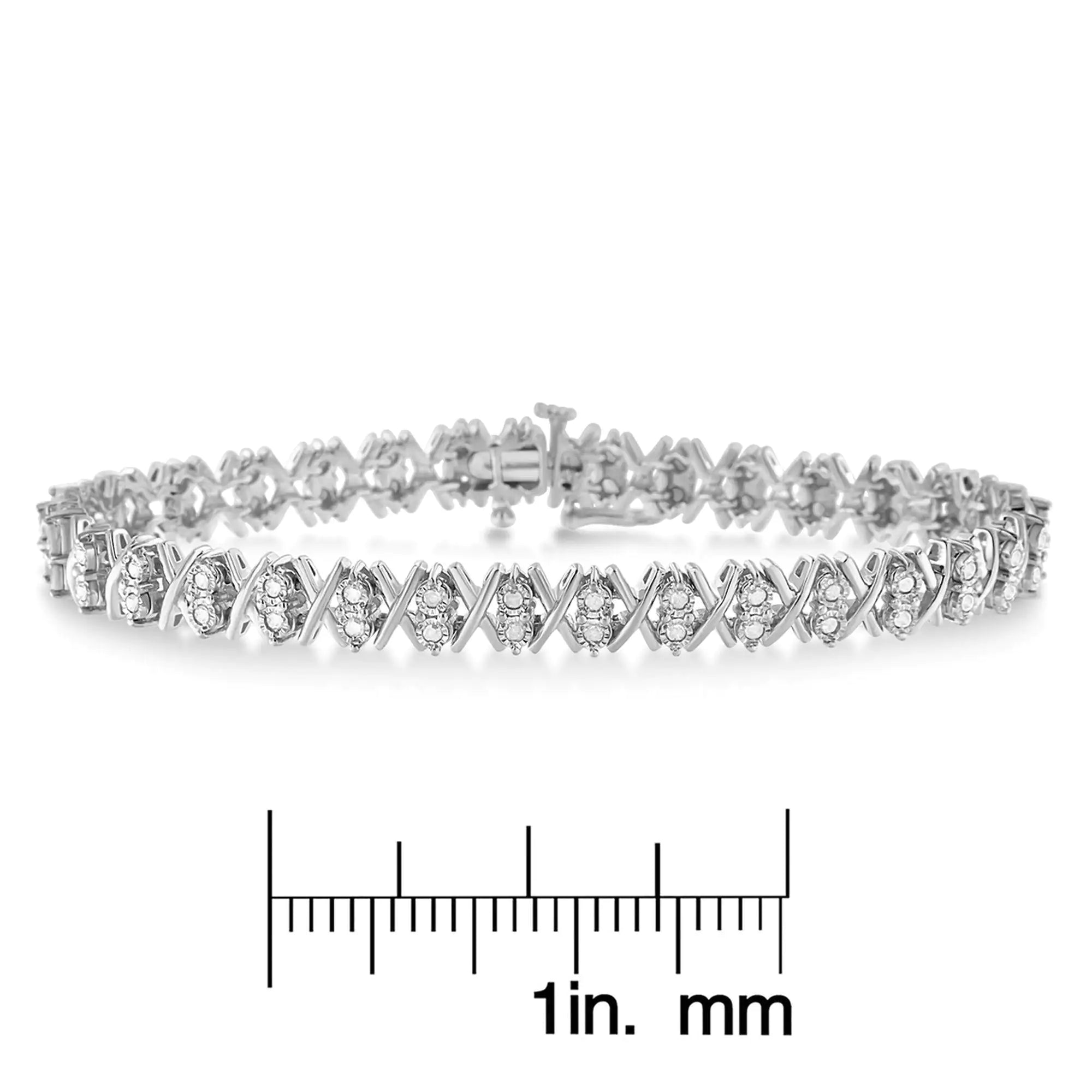 .925 Sterling Silver 1.0 Cttw Diamond Miracle-Set X-Link 7" Tennis Bracelet (I-J Color, I3 Clarity) - Evallys.com # #