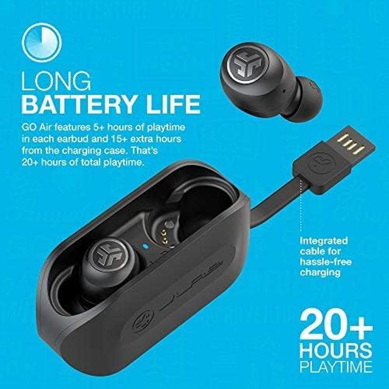 Jlab Go Air True Wireless Bluetooth Earbuds + Charging Case, Black, Dual Connect, IP44 Sweat Resistance, Bluetooth 5.0 Connection, 3 EQ Sound Settings Signature, Balanced, Bass Boost - Evallys.com # #