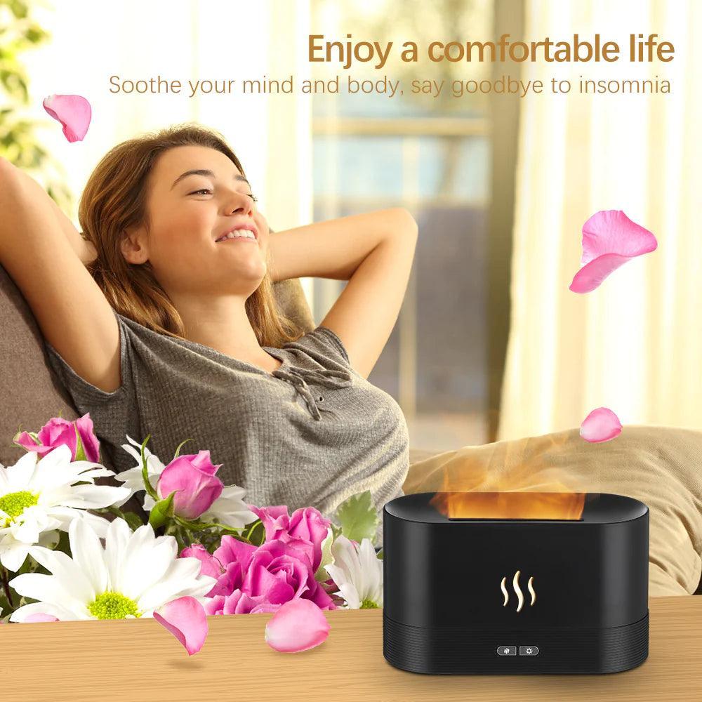 Flame Fire Humidifier Aromatherapy Diffuser Ultrasonic Aromatic Essences House Air Humidifier Home Bedoom Fragrance Diffusers - Evallys.com # #